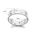 Detailansicht des 6mm Silberrings mit parallelen Linien und vertikalen Kerben im Design - Doppelreihig Industrie Hohl / Silber (JZ6080P-6mm)