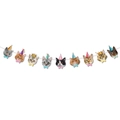 Detailansicht der Katzen-Party-Girlande mit süßen Katzenmotiven auf weißem Hintergrund - Katzenkopf Kleiner Banner