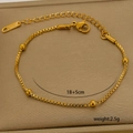 Detail of 18K gold plated box chain bracelet with beads and adjustable lobster clasp - Beaded Box Chain (10-15)