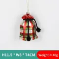 Christmas gift bag glass ornament with red and green plaid pattern and gold hanging string - Plaid Gift Bag