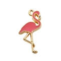Pink flamingo alloy pendant with gold base and enamel finish for DIY jewelry - Red Flamingo