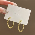 Elegant gold twisted hoop earrings with 925 silver needles and pearl texture design - Gold Bumpy Twisted Texture Hoop Earrings