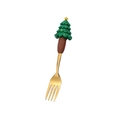 Forchetta a forma di albero di Natale verde in acciaio inossidabile dorato per bambini - Forchetta Albero Grande / Oro