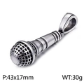 Pendentif microphone hip hop vintage en acier inoxydable aux dimensions 43x17mm - Ton Argent (Pendentif Uniquement)