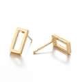 Minimalist geometric rectangle stud earrings in matte gold finish for women - Gold Rectangle (422 Gold)