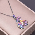 Macro detail of rainbow skull cherry pendant necklace in a premium jewelry box - Skull Cherry Shape (S1055) / Rainbow Color Necklace With Pendant