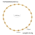 Elegant gold beaded copper necklace with geometric flower units in a 46.5cm length - Double Bead Gold Necklace (TXP069-双珠金色项链)