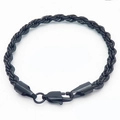 Minimalist black stainless steel rope chain bracelet with 18k vacuum plating finish - 20cm / 5mm / Black