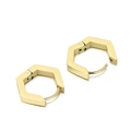 Polished hexagonal geometric earrings in gold-tone finish with hinged clasp - Gold (KE99198-KFC)