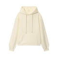 Detail of a cream hoodie neckline showing size L tag and soft cotton blend fabric - S / Cream Hoodie
