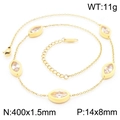18K gold plated titanium necklace with teardrop glass stones and product dimensions - Gold Marquise Gemstone Necklace (KN238002-KLX)