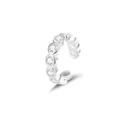 Earcuff de plata S925 en forma de C con micro-pavé de cristales brillantes y pulido - Oro Blanco (Individual)