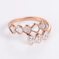 Rose gold scalloped fan ring featuring shell inlay and pavé micro diamonds for women - Rose Gold