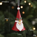 Red metal Santa Claus bell ornament with 3D holly leaves for Christmas tree decoration - Small Santa Claus