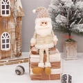 Zittende kerstmanpop van 42 cm in champagne goud met pailletten en breiwerk - HX-21047A Kerstman (Zittend 52cm)