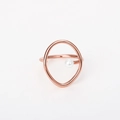 Elegant 18k rose gold plated ring with white pearl and asymmetric geometric design - 457 Irregular Oval Pearl / Rose Gold