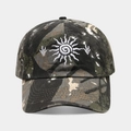 Dettagli del ricamo a sole e motivi botanici su cappello da baseball camouflage - Regolabile / Mimetico Grigio Chiaro (4#)