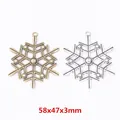 Antique bronze and bright silver snowflake metal ornaments measuring 58x47x3mm - Glossy Snowflake / Antique Silver