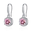 Pink heart moissanite stud earrings in S925 sterling silver with elegant round zircons - One-carat Red Diamond Earrings Led-71