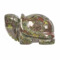 Handcrafted turtle figurine carved from natural red and green gemstone with smooth finish - Dragon Blood Stone / S
