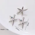 Ciondoli a stella marina in argento con perle bianche e cristallo blu, 19,5x26mm - 2# Stella marina grande argento