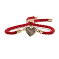 Adjustable red woven bracelet with a gold-plated rainbow zircon heart pendant charm - Heart Pendant + Red Rope