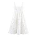 Elegante abito lungo bianco con ricami floreali dorati e silhouette a trapezio senza maniche - XS / Bianco