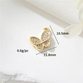 Ciondolo a farfalla dorato con zirconi chiari, misura 10,5 mm x 11,8 mm - 10.5mm*11.8mm / Oro 14K-h-11913