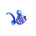 Blue and white spiral glass fish pendant with red lips for aquarium hanging decor - Style 4-Dark Blue White Spiral Stripe Fish