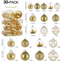 30-piece gold and clear Christmas ball ornaments set with various sizes and textures - Gold Ornament Balls Set (30 Pack)