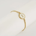 18K gold plated stainless steel bracelet with letter J shell pendant for women - Letter J / Gold/White Shell