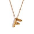 Balloon style letter F pendant necklace in 18K gold plated stainless steel finish - Gold - Letter F