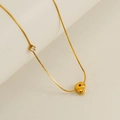 Golden titanium steel chain necklace with sparkling zircon and 3D puffy letter P pendant - Letter P