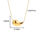 Polished golden stainless steel bean pendant necklace with hammered texture finish - NK-180 Gold Teardrop Shape Necklace