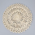 Handcrafted circular maize husk placemat with scalloped edges and natural woven texture - Fine Braided Flower 38cm