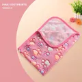 Pink coral fleece pet blanket with colorful paw prints and soft flannel texture - Pink Paw Print