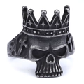 Vintage pirate skull ring with crown and cross details in antique silver finish - US Size 8 / Cross Crown Skull Style (13102 Vintage)