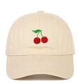 Berretto da baseball unisex in cotone beige con ricamo a ciliegia per protezione - Regolabile / Beige