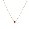 Schicke Goldkette mit einem leuchtend roten herzförmigen Edelstein-Anhänger für Damen - Gold + Rote Strasssteine