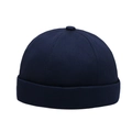 Navy blue docker hat in durable cotton twill with six-panel classic stitch design - Navy Blue