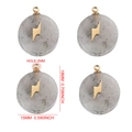 Gray stone square pendant with gold lightning bolt charm for DIY jewelry necklaces - Round Gray Moonstone - Lightning