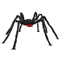 Schwarze Plüsch-Halloween-Spinne mit leuchtend roten LED-Augen für Party-Dekoration - Kleine Spinne mit LED-Leuchtaugen