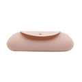 Portable pink silicone makeup brush holder with snap closure and minimalist icons - Old Pink