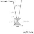 Silver geometric triangle pyramid pendant necklace in polished titanium steel for men - Silver