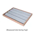 Rosewood finish wooden earring display tray with gray velvet lining for jewelry storage - Rosewood Color Earring Display Tray