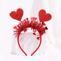 Red glitter heart headband with tinsel and sequins for Valentine's Day party outfits - No. 14 Toothless Heart Headband Tinsel Rain Silk