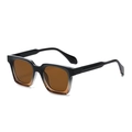 Square matte sunglasses with black to amber gradient frame and brown lenses - Sunglasses / Black Tea Gradient Tea Lenses
