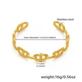 Vista detallada del brazalete de eslabones de ancla dorado con medidas y acabado pulido - Dorado (Eslabón de Ancla)