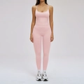Women's light pink yoga set featuring a U-neck sports bra and high-waisted leggings - S / Vest 2 + Pants — Ceramic Pink