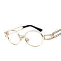 Retro steampunk sunglasses with gold metal round frame and hollow geometric temples - Gold Frame Clear Lens